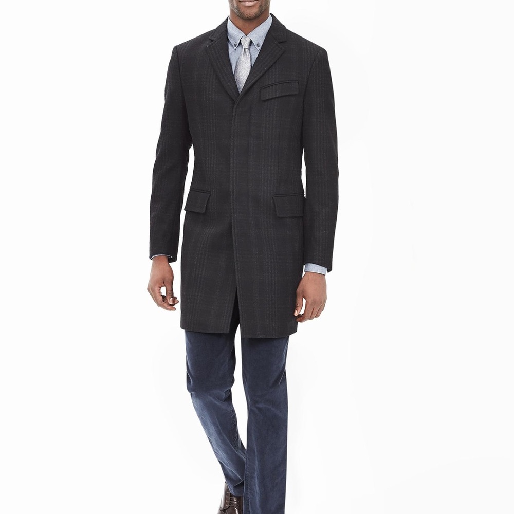Banana Republic Men’s Wool Plaid Coat Topcoat XS